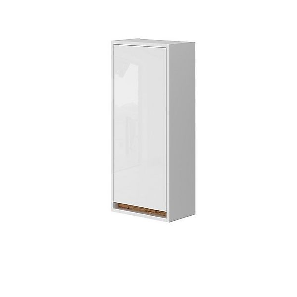 Vicco Badschrank Detmold Weiß Hochglanz/Goldkraft Eiche 82 x 35 cm mit Tür günstig online kaufen