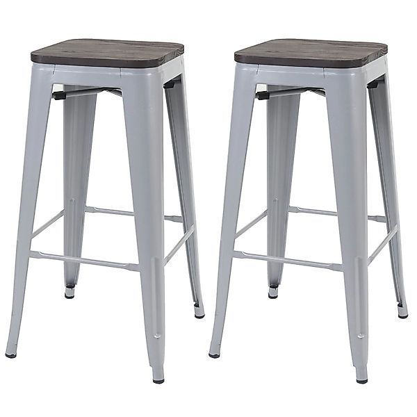 PROREGAL 2er-Set Barhocker Inkl. Holz-Sitzfläche Sitzhöhe 76cm Metall Indus günstig online kaufen