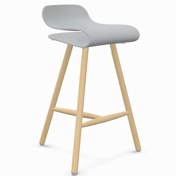 Kristalia BCN Barhocker lichtgrau mit Holzgestell günstig online kaufen