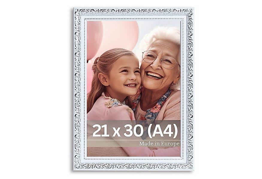 Victor (Zenith) Bilderrahmen Rubens, Bilderrahmen 20x30 cm Weiß Silber A4, günstig online kaufen