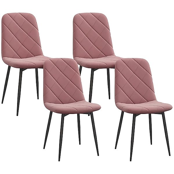 HOMCOM Esszimmerstühle Polyester Stahl 45L x 54B x 87H cm Rosa günstig online kaufen