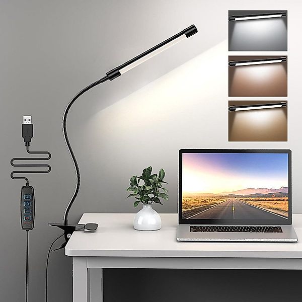 Sunicol LED Schreibtischlampe Klemmbar Tischlampe, 3 günstig online kaufen