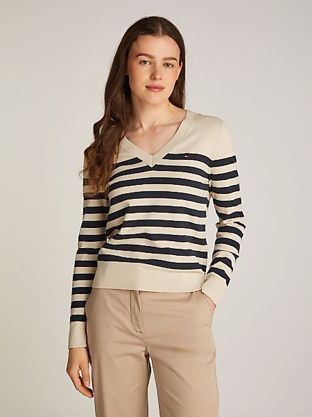 Tommy Hilfiger V-Ausschnitt-Pullover "CO JERSEY STITCH V-NK SWEATER mit V-A günstig online kaufen