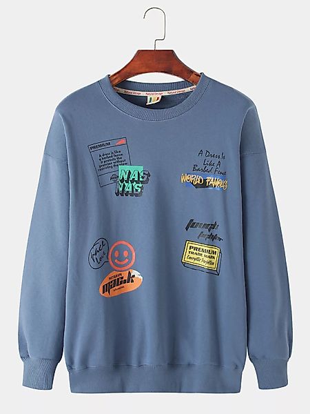 Funny Letter Print für Herren Lässig Entspannt Pullover Pullover mit Rundha günstig online kaufen