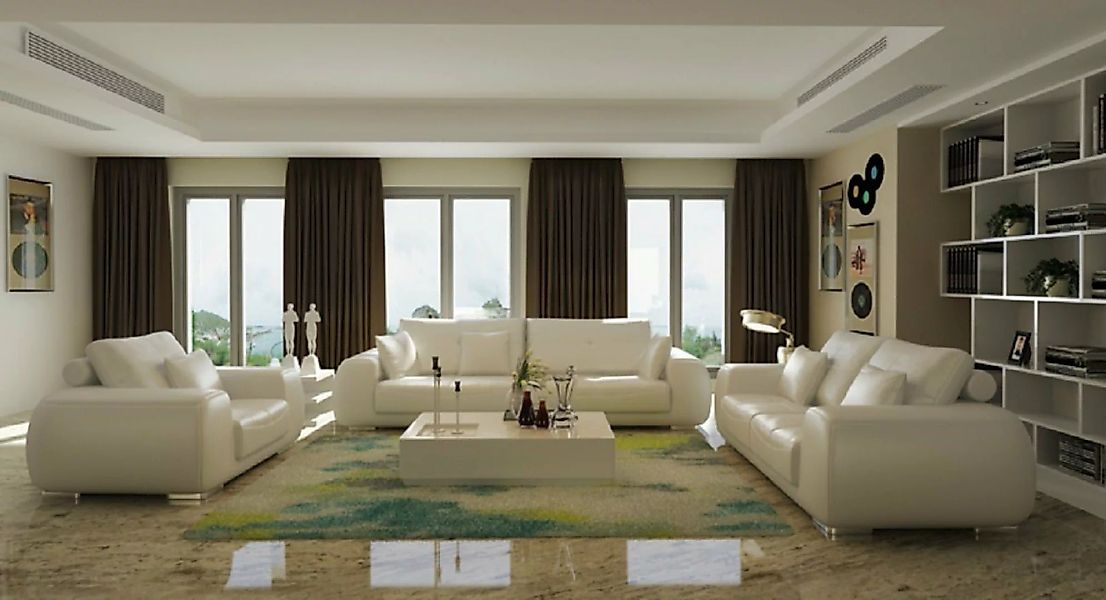 JVmoebel Sofa Sofagarnitur Ledersofa Couch Design Modern Sofa 3+1+1 Sitzer günstig online kaufen