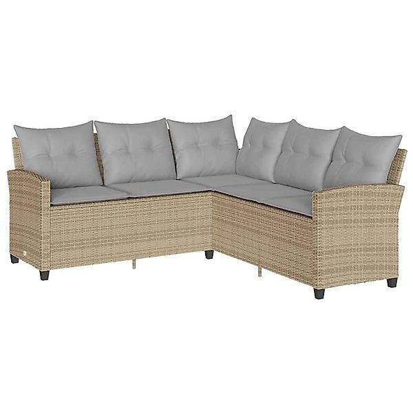 vidaXL Gartensofa in L-Form mit Kissen Beige Poly Rattan 365418 günstig online kaufen