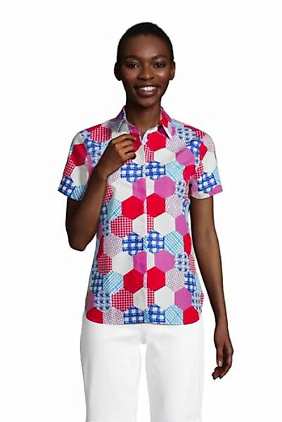 Gemusterte Supima Bügelfrei-Bluse in Petite-Größe, kurze Ärmel, Damen, Größ günstig online kaufen