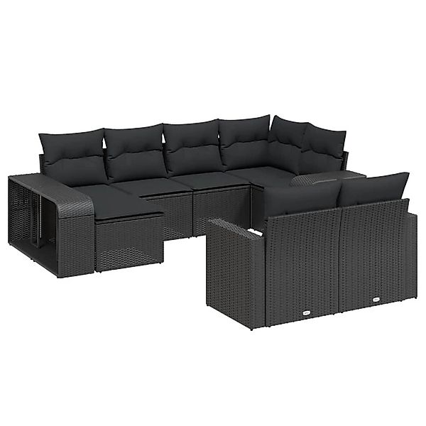 vidaXL 10-Tlg Garten-Sofagarnitur mit Kissen Schwarz Poly Rattan 3228895 günstig online kaufen
