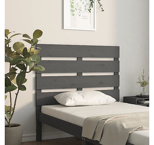 vidaXL Bett, Kopfteil Grau 100x3x80 cm Massivholz Kiefer günstig online kaufen