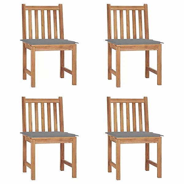 Gartenstühle 4 Stk. Mit Kissen Massivholz Teak günstig online kaufen