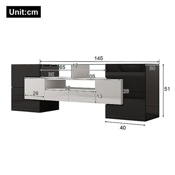 Merax TV-Schrank Hochglanz (1-St) Lowboard mit LED und Stauraum, Fernsehtis günstig online kaufen