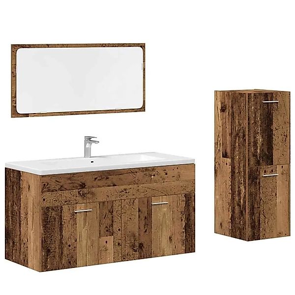 vidaXL 3-Tlg Badmöbel-Set Altholz-Optik Holzwerkstoff 3328593 günstig online kaufen