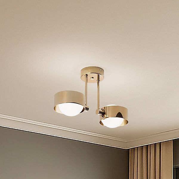 Deckenleuchte Mado, Stahl messingfarben, Glas opal, 2-fl. günstig online kaufen