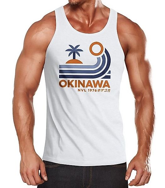 Neverless Tanktop Herren Tank-Top Japan Okinawa Schriftzug Retro Palme Well günstig online kaufen