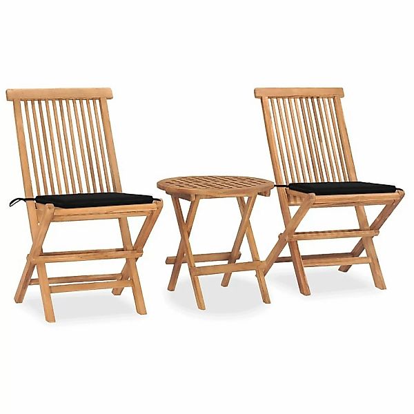 vidaXL 3-tlg Garten-Essgruppe mit Kissen Klappbar Massivholz Teak Modell 8 günstig online kaufen