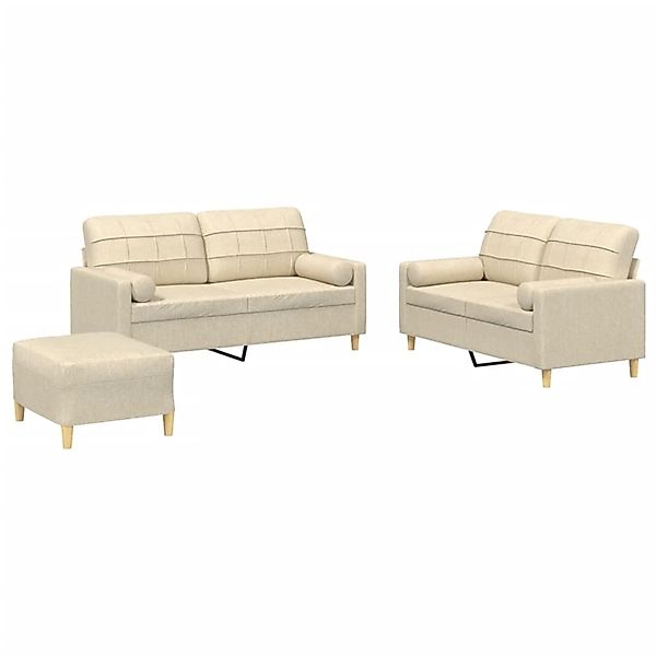 vidaXL 3-Tlg Sofagarnitur mit Kissen Creme Stoff 3201300 günstig online kaufen