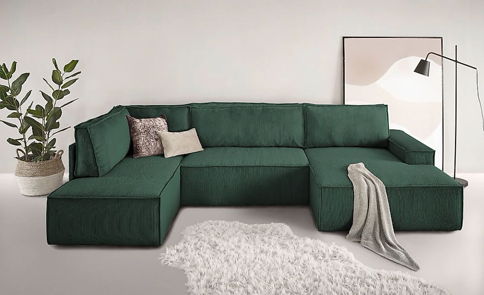 Home affaire Wohnlandschaft "SHERWOOD 329 cm, U-Form, Schlafsofa,", Schlaff günstig online kaufen