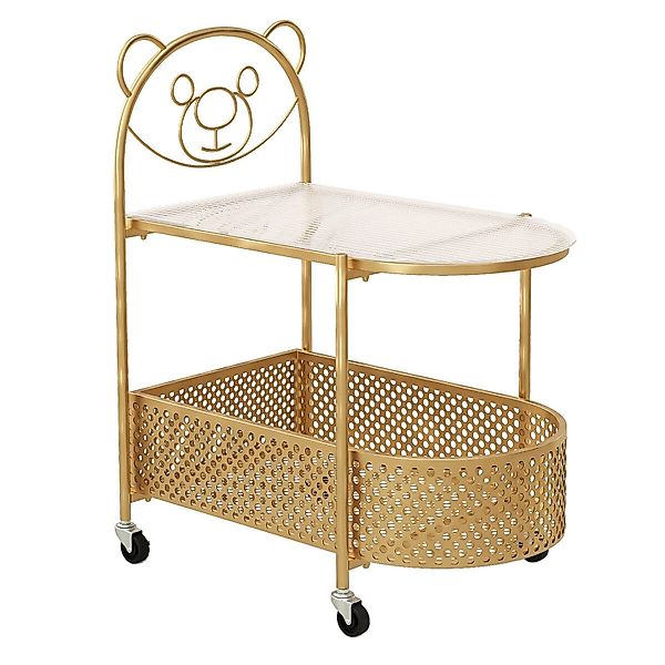 Costway Beistelltisch Glas mit Rollen 2-Stufiger Glastisch Modern Gold günstig online kaufen