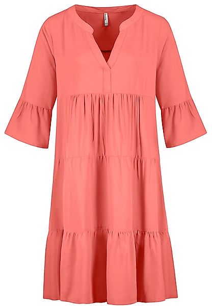 SUBLEVEL Shirtkleid V-Ausschnitt, 3/4-Ärmel, Volant-Saum, lockerer günstig online kaufen