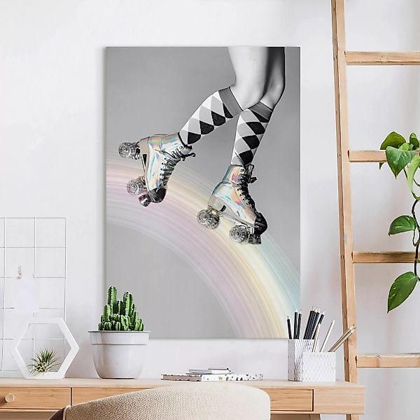 Leinwandbild Rollerblades auf Regenbogen günstig online kaufen