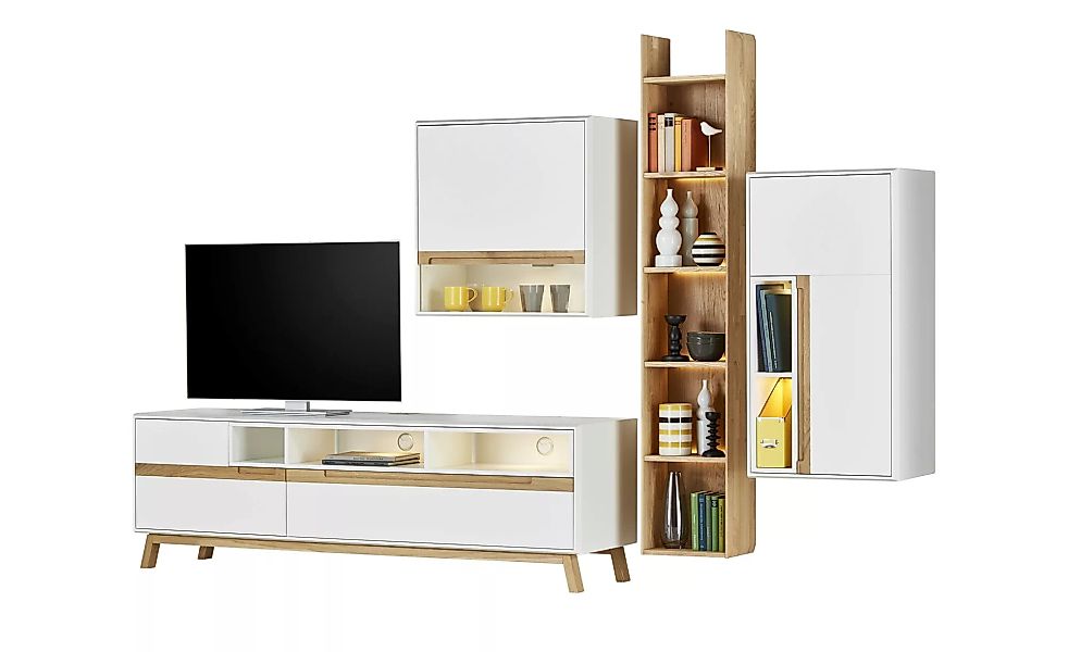 Wohnwand - weiß - 325 cm - 213 cm - 52 cm - Wohnwände > Anbauwände - Möbel günstig online kaufen
