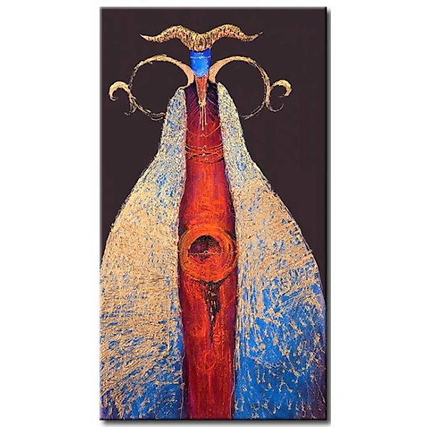 Bild auf Leinwand Figur mit Hörnern - abstrakte, Farb-Silhouette auf lila H günstig online kaufen