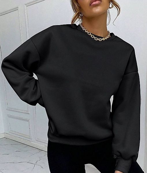 RMK Rundhalspullover Damen Pulli Pullover Hoodie Oversize Loose Fit Basic E günstig online kaufen