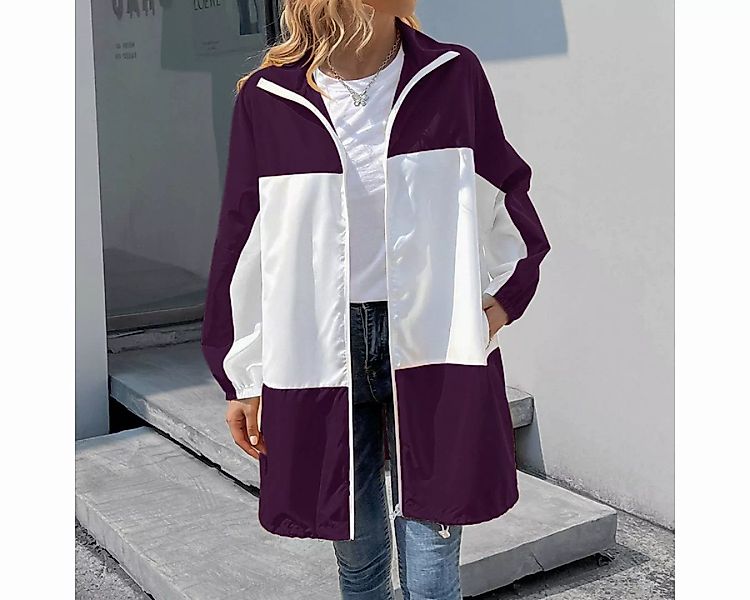 RUZU UG Outdoorjacke Damen Regenjacke mit Kapuze und trendigen Farbblöcken günstig online kaufen