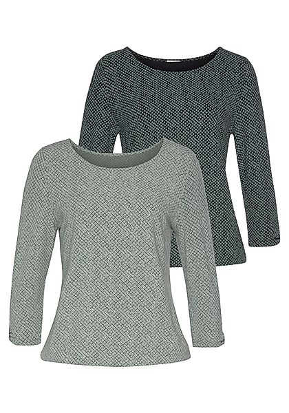 LASCANA 3/4-Arm-Shirt (2er-Pack) mit kleinem Cut-Out am Ärmelsaum günstig online kaufen