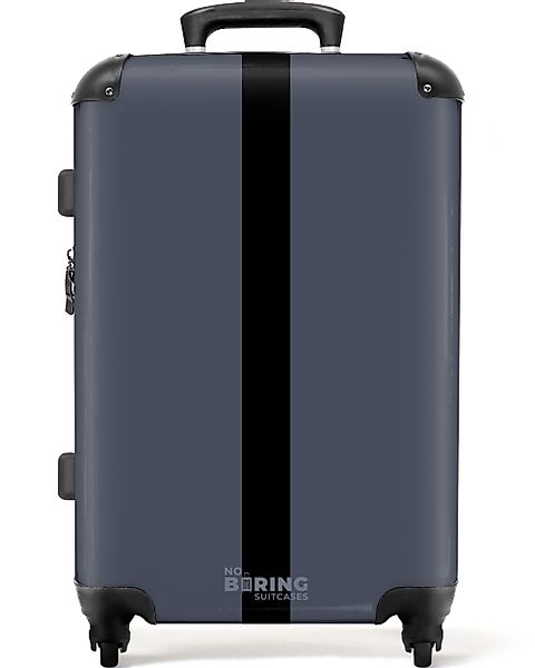 NoBoringSuitcases.com© Hartschalen-Trolley Blau mit schwarzem Streifen günstig online kaufen