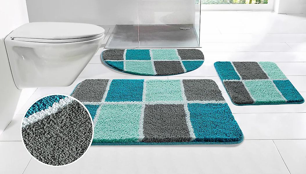 OTTO home Badematte "Anna mit Kachelmuster, Badvorleger, Badezimmer Teppich günstig online kaufen