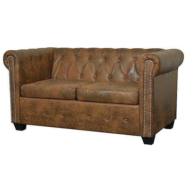 vidaXL Sofa Chesterfield-Sofa 2-Sitzer Braun Kunstleder günstig online kaufen