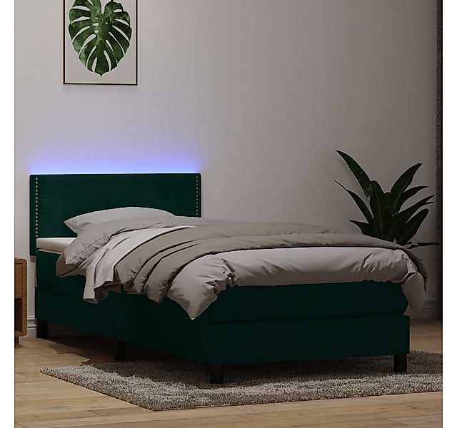 vidaXL Boxspringbett, Boxspringbett mit Matratze Dunkelgrün 90x220 cm Samt günstig online kaufen