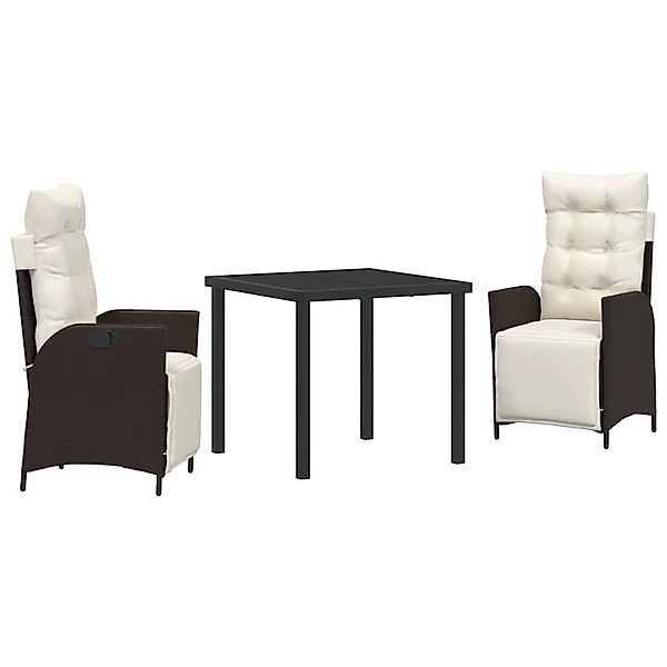 vidaXL Garten Essgruppe 3-Tlg Braun Poly Rattan 3380540 günstig online kaufen