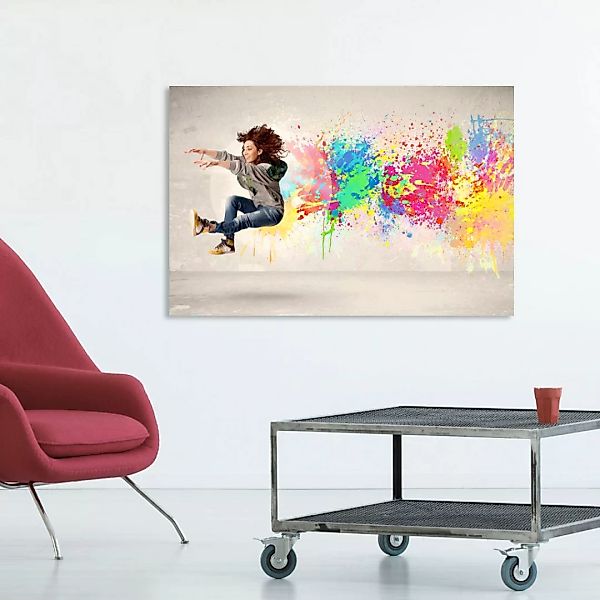 queence Acrylglasbild "springende Frau" günstig online kaufen