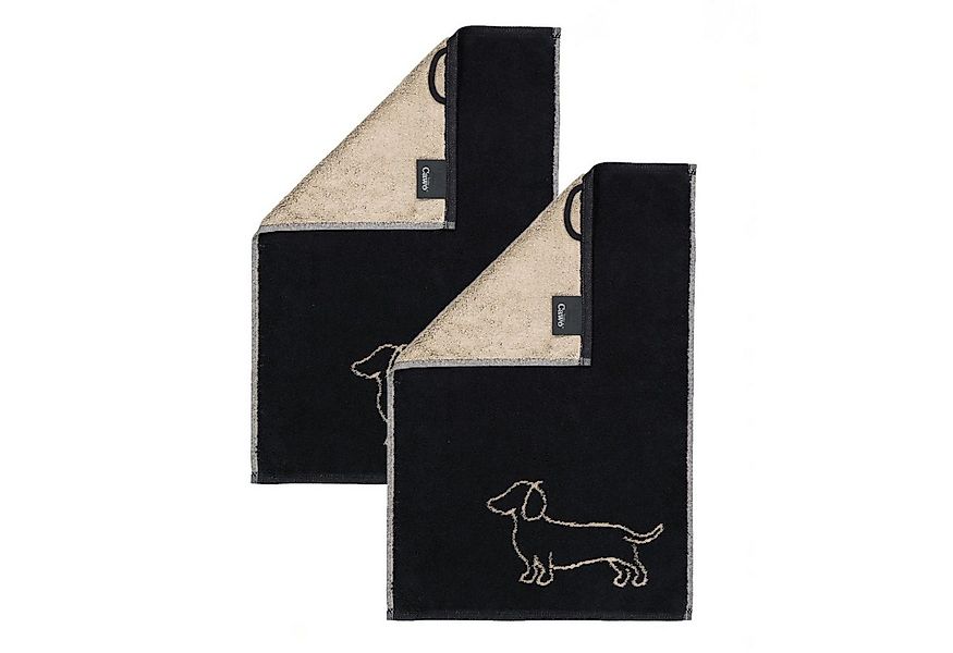 Cawö Handtuch 2 Stück Cawö We love Dogs Gästetücher 6248-93 Dackel Schwarz günstig online kaufen