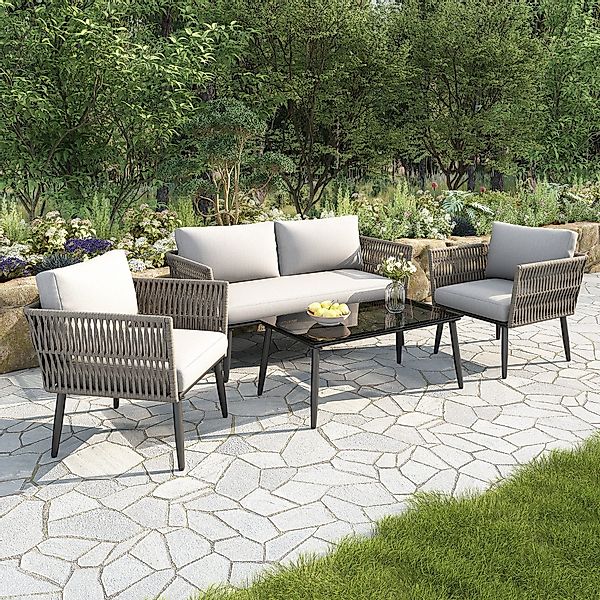 HAUSS SPOLE Gartenlounge-Set Gartenmöbel-Set mit Kissen, günstig online kaufen