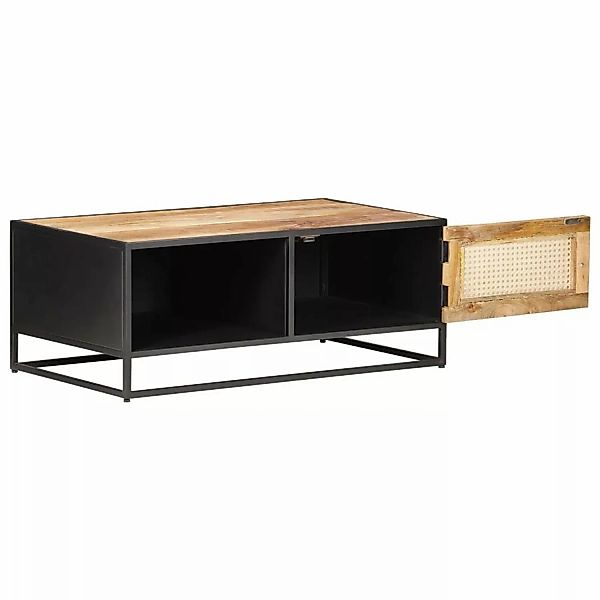 Couchtisch 90x50x35 Cm Raues Mangoholz Und Wiener Geflecht günstig online kaufen