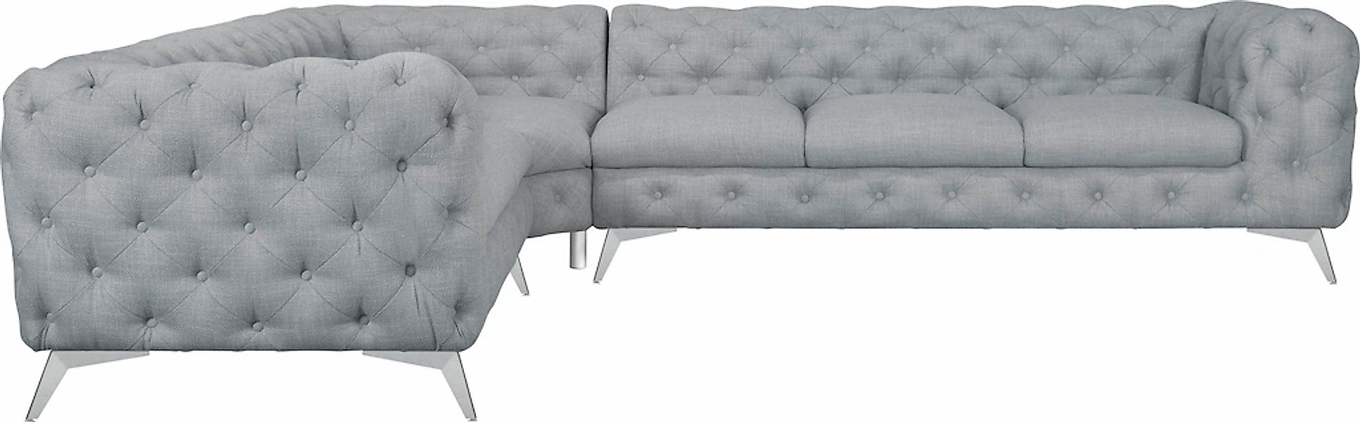 Leonique Chesterfield-Sofa "Ecksofa GLYNIS L-Form mit Wellenunterfederung, günstig online kaufen