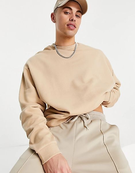 ASOS DESIGN – Braunes Oversized-Sweatshirt-Neutral günstig online kaufen