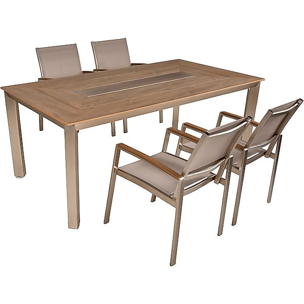 Garden Pleasure Gartenmöbel-Set-01 Florence 5-teilig mit Stapelstühle Champ günstig online kaufen