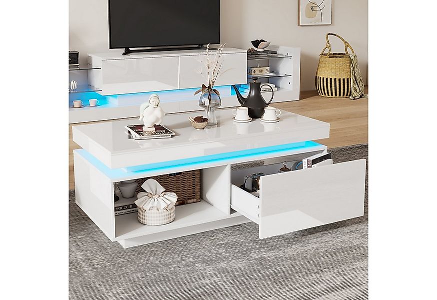 OKWISH Couchtisch mit LED-Beleuchtung (Wohnzimmertisch, Beistelltisch, 1 St günstig online kaufen