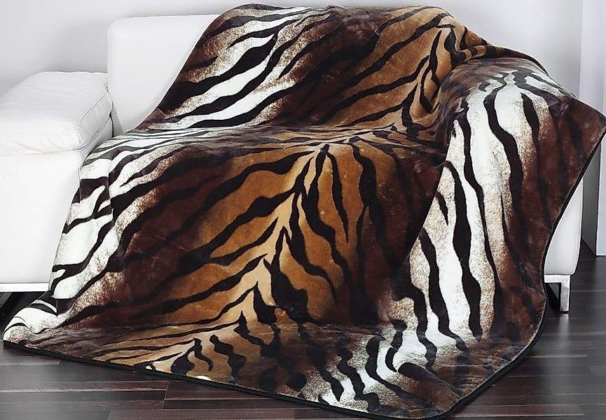 Wohndecke Sibirischer Schneetiger, Gözze, Animalprint, Kuscheldecke günstig online kaufen