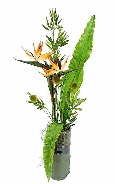 I.GE.A. Kunstblume »Strelitzie«, In Vase aus Keramik mit Bambus Dekoblätter günstig online kaufen