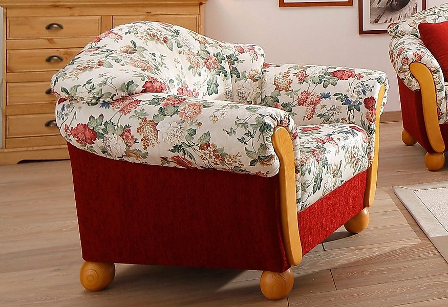 Home affaire Sessel Milano, bequemer Loungesessel, Landhaus-Stil, Holz-Chat günstig online kaufen