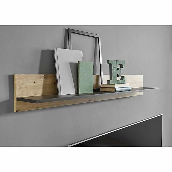 Modernes Wandboard in Wildeiche Optik und Dunkelgrau 138 cm breit günstig online kaufen