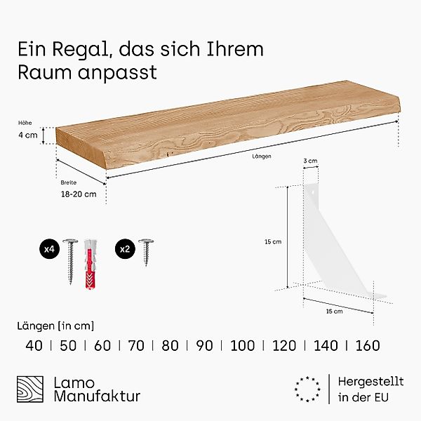 LAMO Manufaktur Wandregal mit weißem Vintage günstig online kaufen