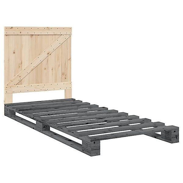 vidaXL Bett Massivholzbett mit Kopfteil Grau 90x200 cm Kiefer günstig online kaufen