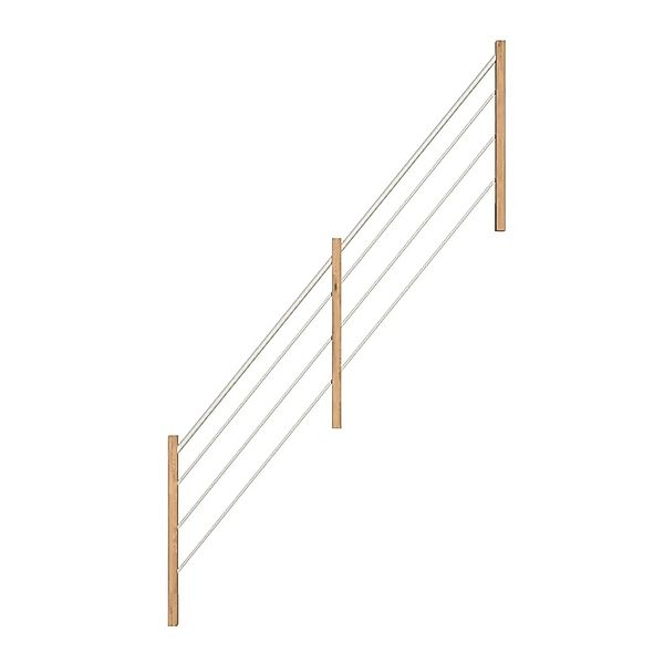 StarWood Holz-Edelstahl-Geländer Weiß Eiche Rechts FSC® günstig online kaufen