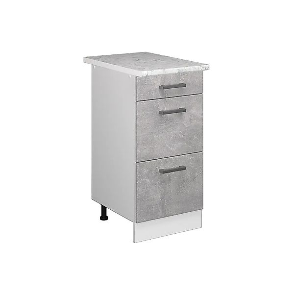 Vicco Küchenunterschrank R-Line Beton/Weiß 40 cm mit Schubladen AP Marmor günstig online kaufen